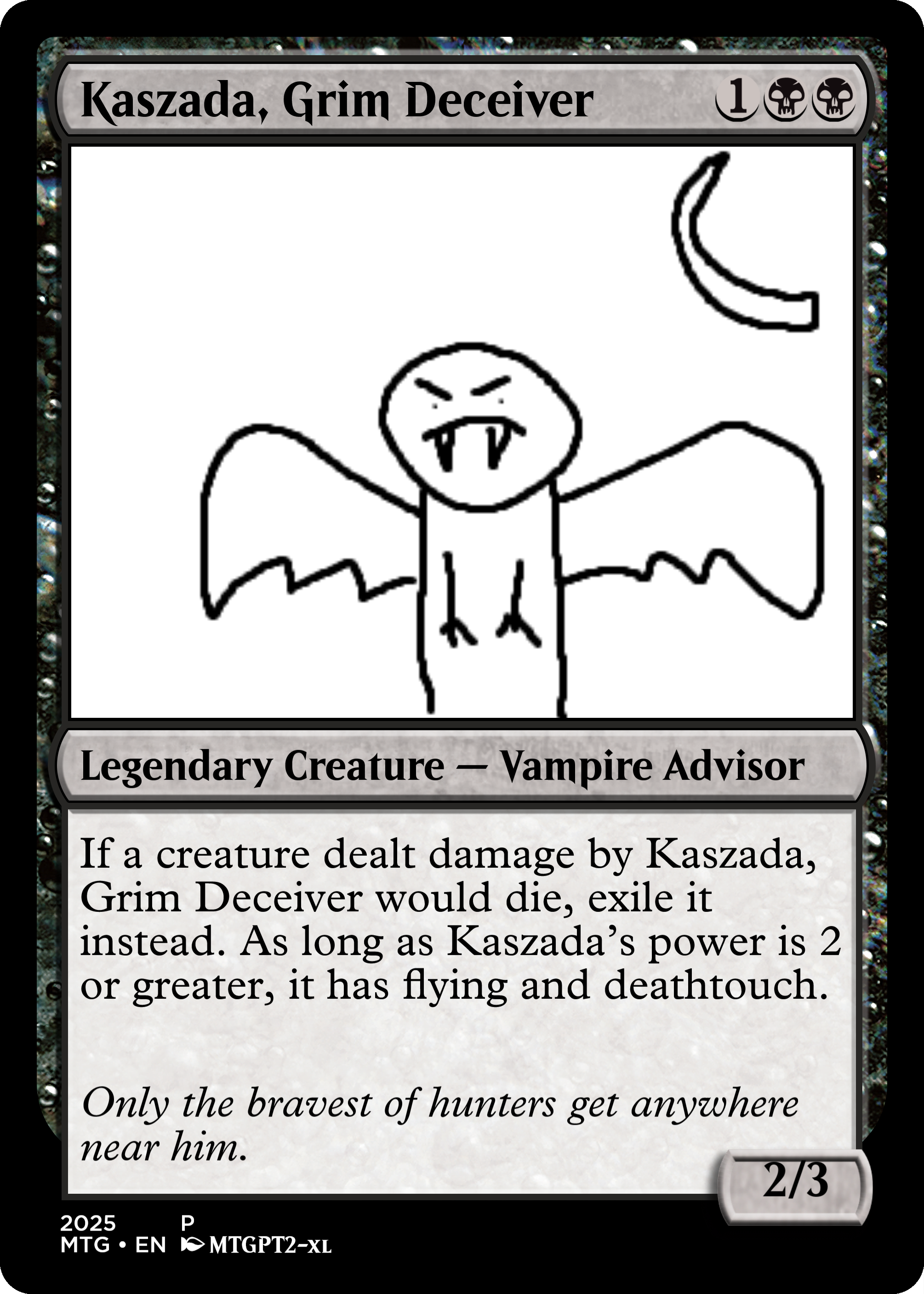 A custom MTG card, Kaszada, Grim Deceiver